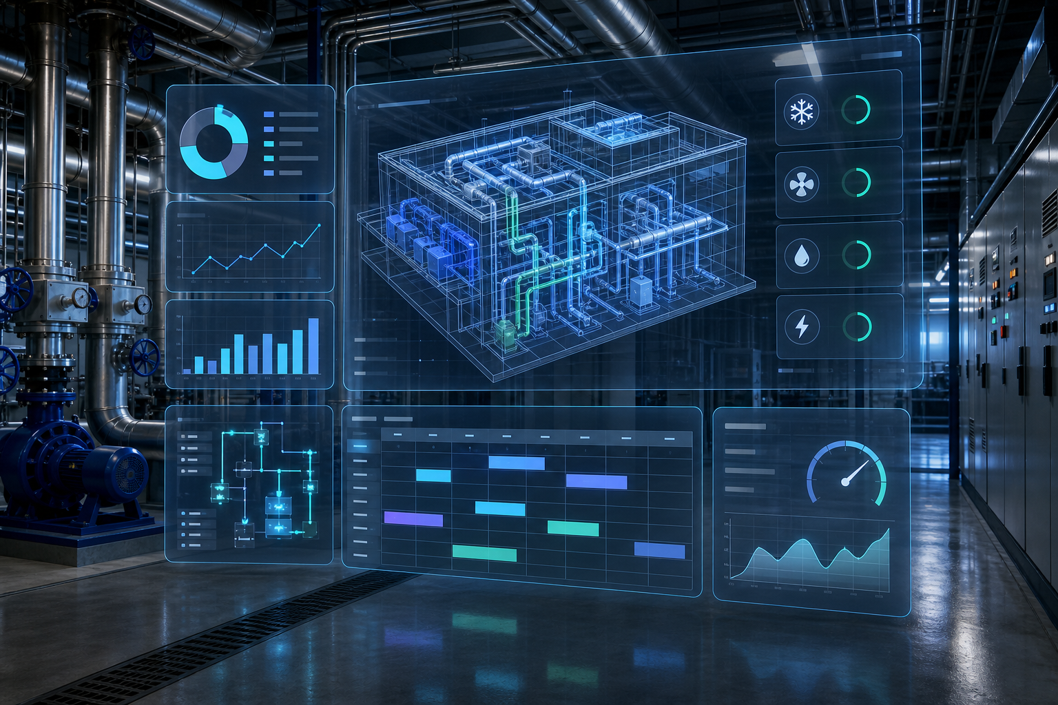 Modern facility operations dashboard visualization